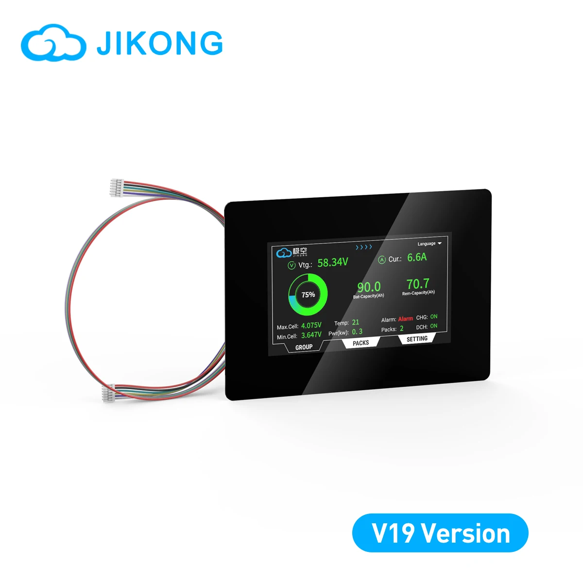 

Новый JIKONG JKBMS 4,3-дюймовый сенсорный экран для PB серии V19 версии BMS Display Support Cells Pack Check / Set Up