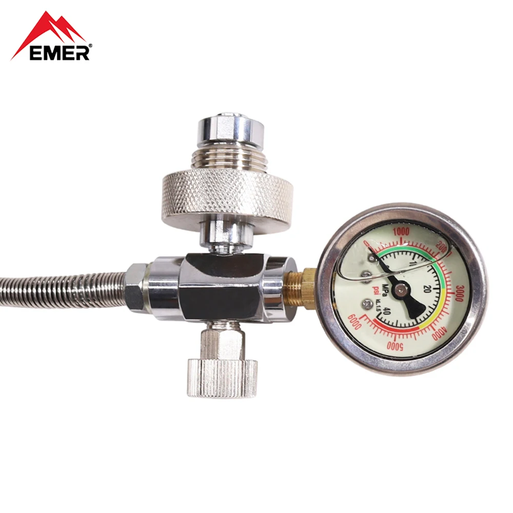 

EMER Diving Fill Station DIN300 Charging Adapter Big Bottle To Small Bottle 5/8 Connector With Gauge Bleed Valve Quick Fitting