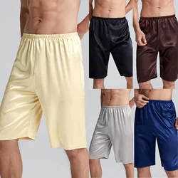 Pijamas cortos de satén de seda para hombre, ropa interior cómoda, transpirable, suave