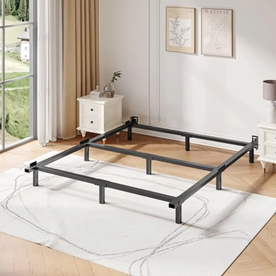 

Bed Frame Basics Metal Bed Frame Heavy Duty -Leg Base for Box Sprg and Mattress Easy Assembly Black