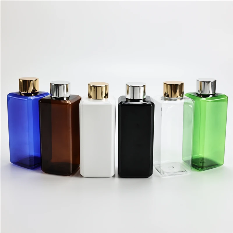 Multicolor 200ML X 30 Square Plastic Bottle With Anodized Aluminum Screw Cap Empty Cosmetic Toner Cleaning Oil Packing Container