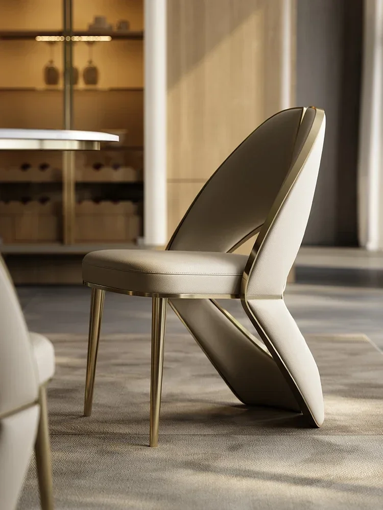 

Italian style full leather dining chair Villa large flat floor original high-end household modern luxury dining tables and chair