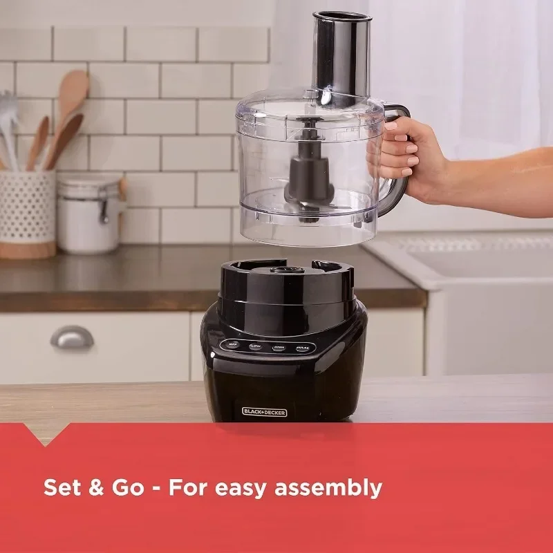 3-in-1 Easy Assembly 8-Cup Food Processor, Black