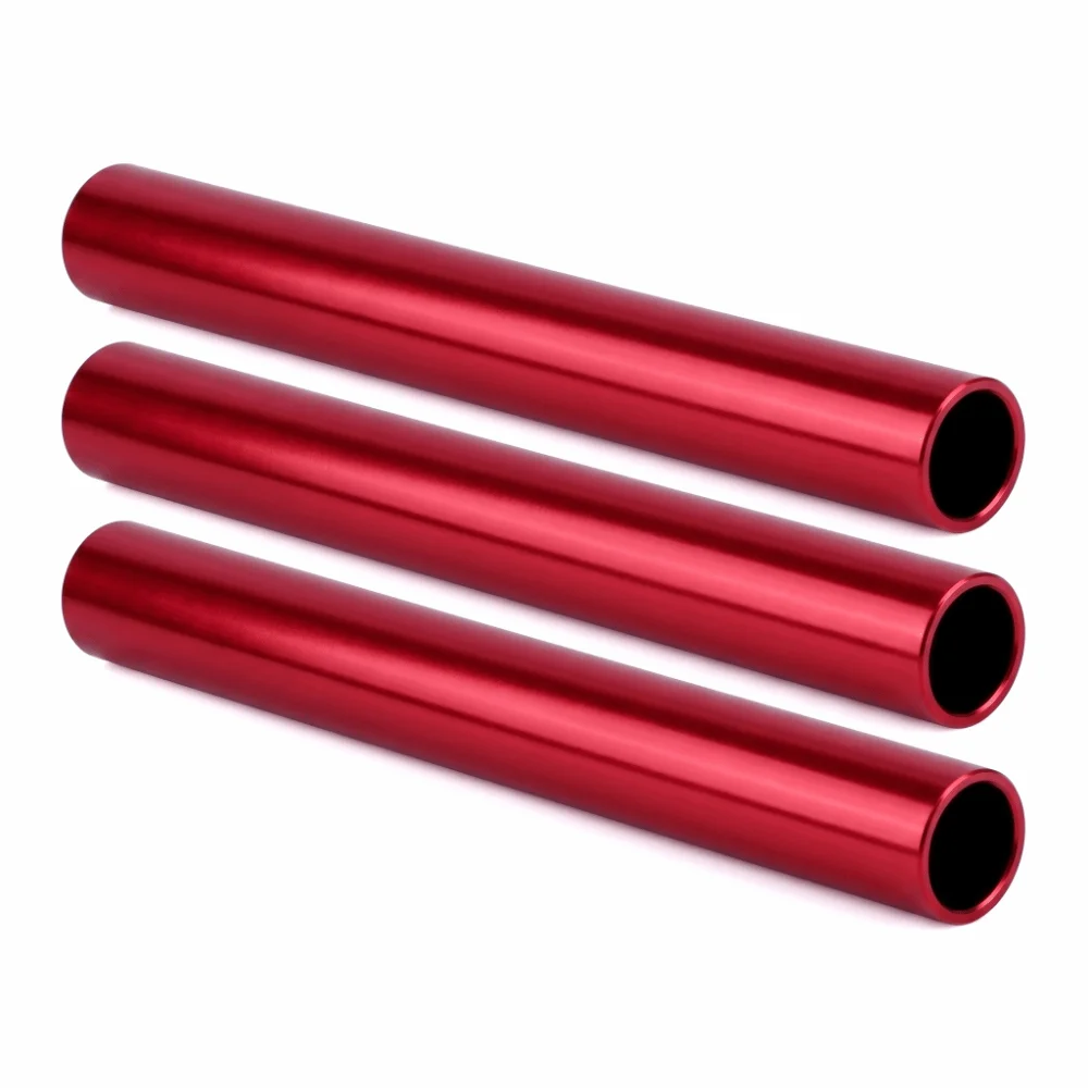 3PCS Aluminum Alloy Relay Baton Smooth Surface Shiny Finish Track Baton Hollow Tube Straight Body Running Baton Track and Field