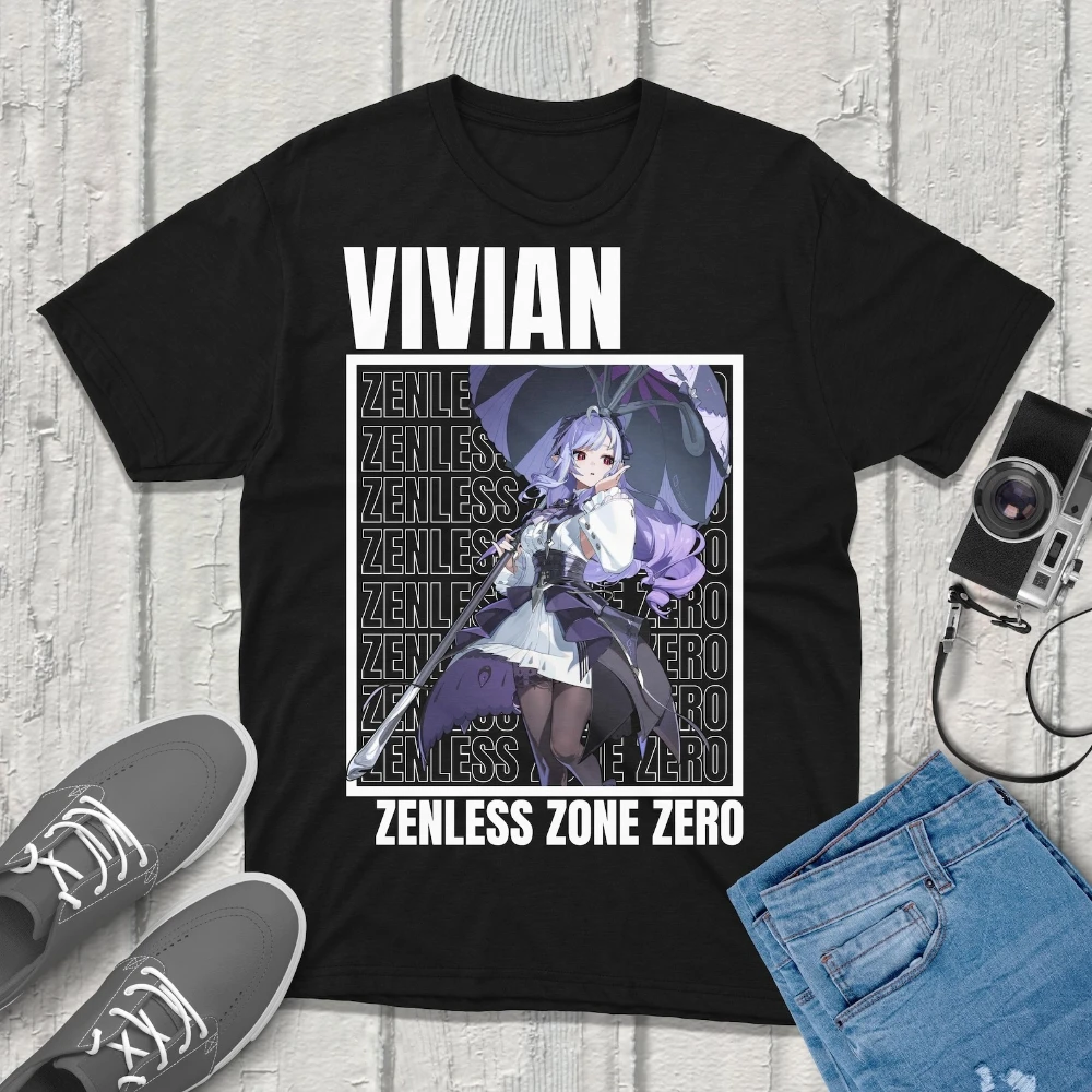 Vivian Zenless Zone Zero Unisex Shirt Anime Graphic Tee ZZZ Game Merch Woman Man Summer Cotton Graphic T Shirts Adult
