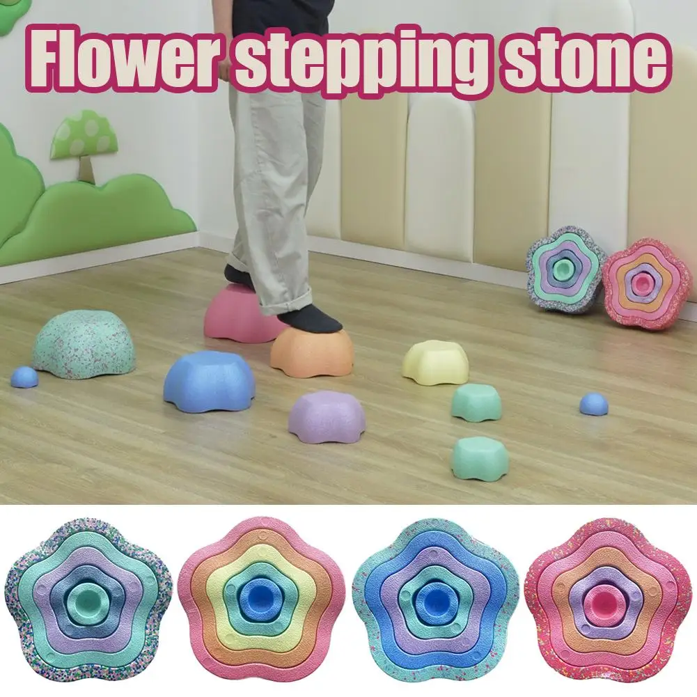 Flower Stepping Stones for Kids Non-Slip Balance River Stone Creative Stacking Toys Indoor Outdoor Obstacle Course view 2