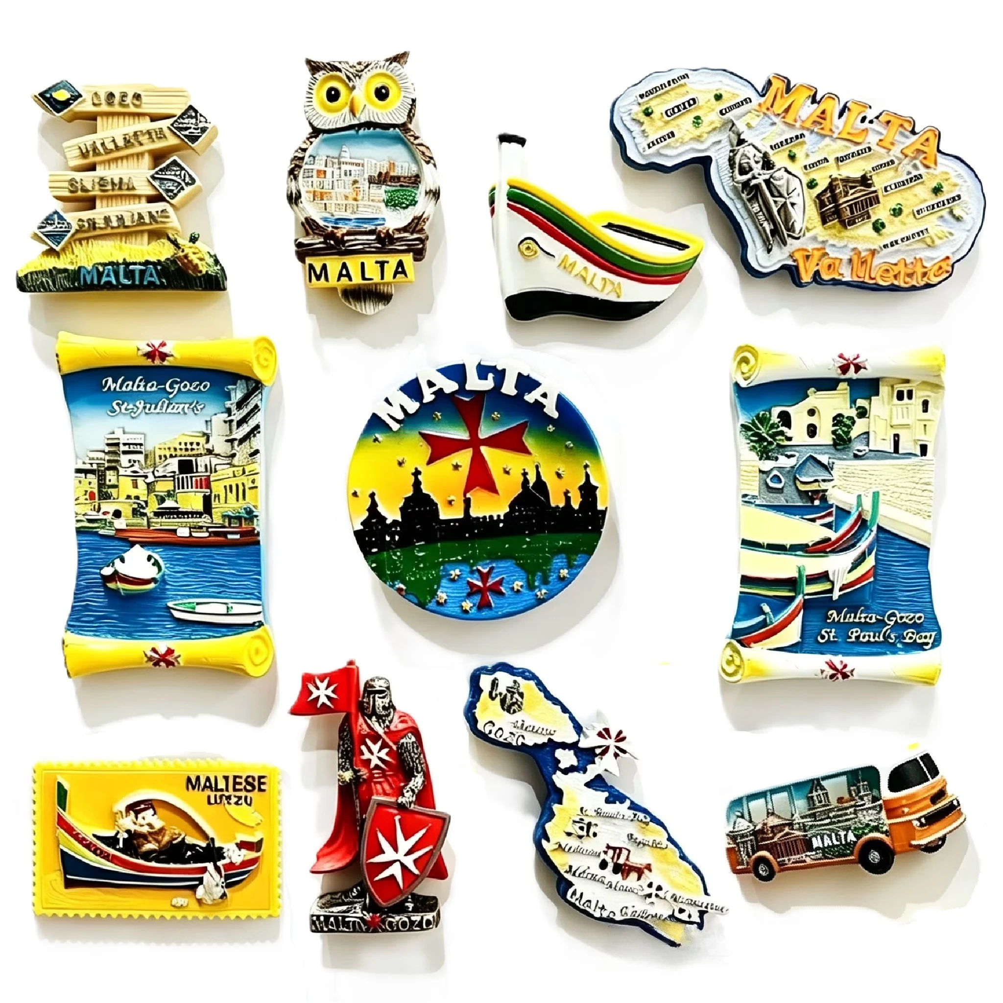Aimants de réfrigérateur 3D malte, Souvenir de tourisme, aimants de réfrigérateur en résine, Collection d'autocollants, Articles de décoration cadeaux artisanaux