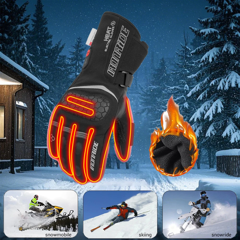 Motorcycle Heating Gloves For Winter Warmth Windproof Waterproof Wear-resistant Adjustable Motorcycle Riding Heating Gloves