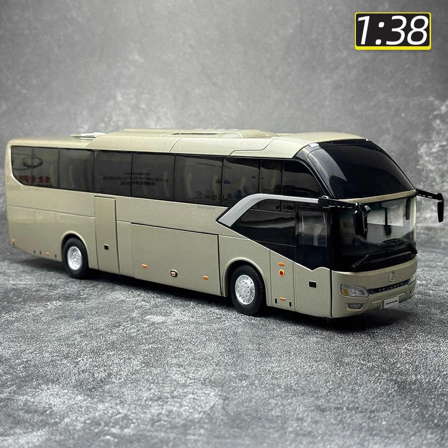 OEM 1:38 Xiamen Golden Travel Kaige Bus Bus model Road version Tour bus car model Holiday gift Birthday gift