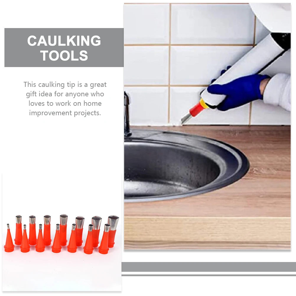 

1 set Stainless Steel Caulking Nozzle Tips Applicator Tool Kit 7 30mm Reusable for Home Kitchen Bathroom Tile Sealing Projects
