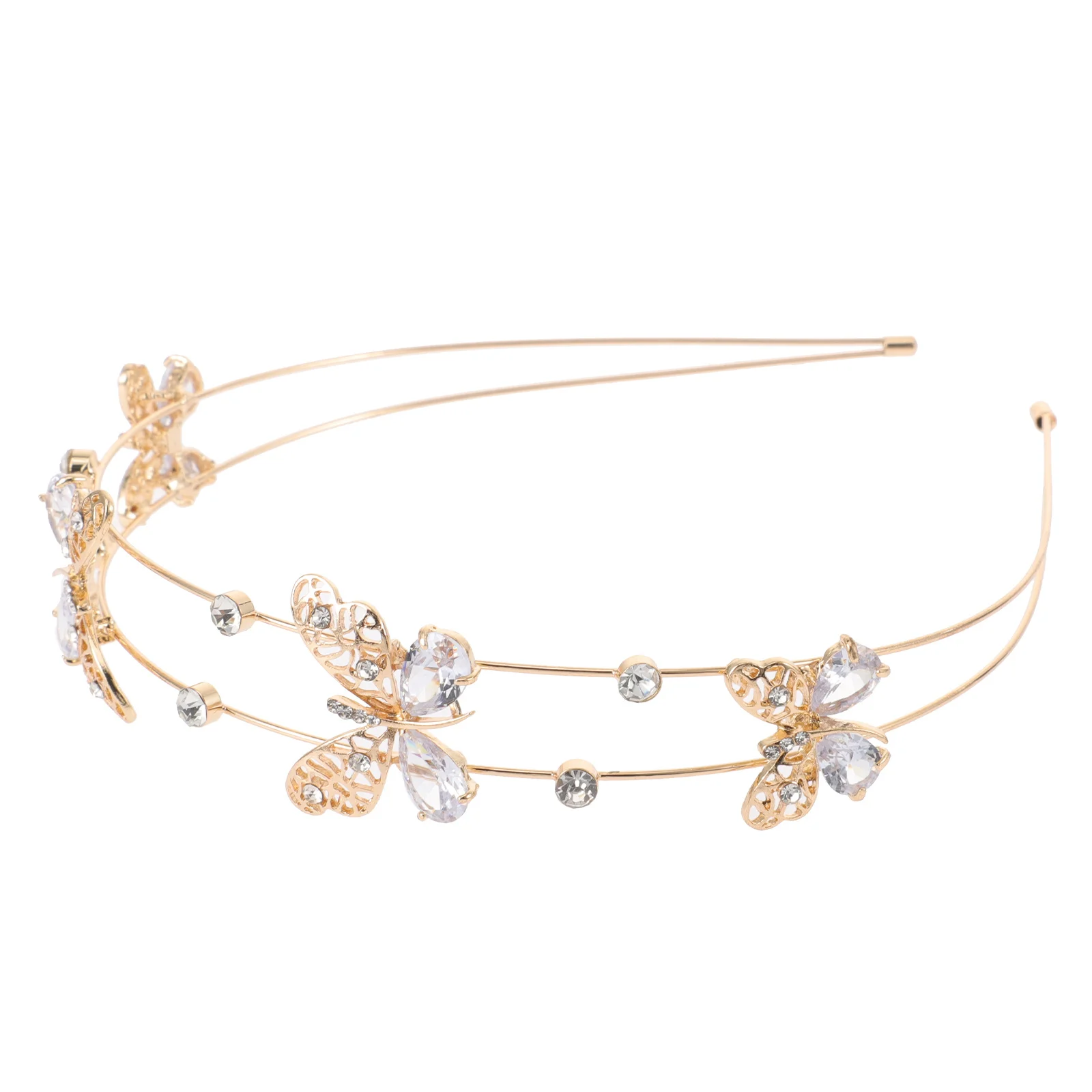 

Headband Rhinestone Butterflies Double Band Hair Hoops For Women Party Wedding Headdress Zinc Alloy Bridal