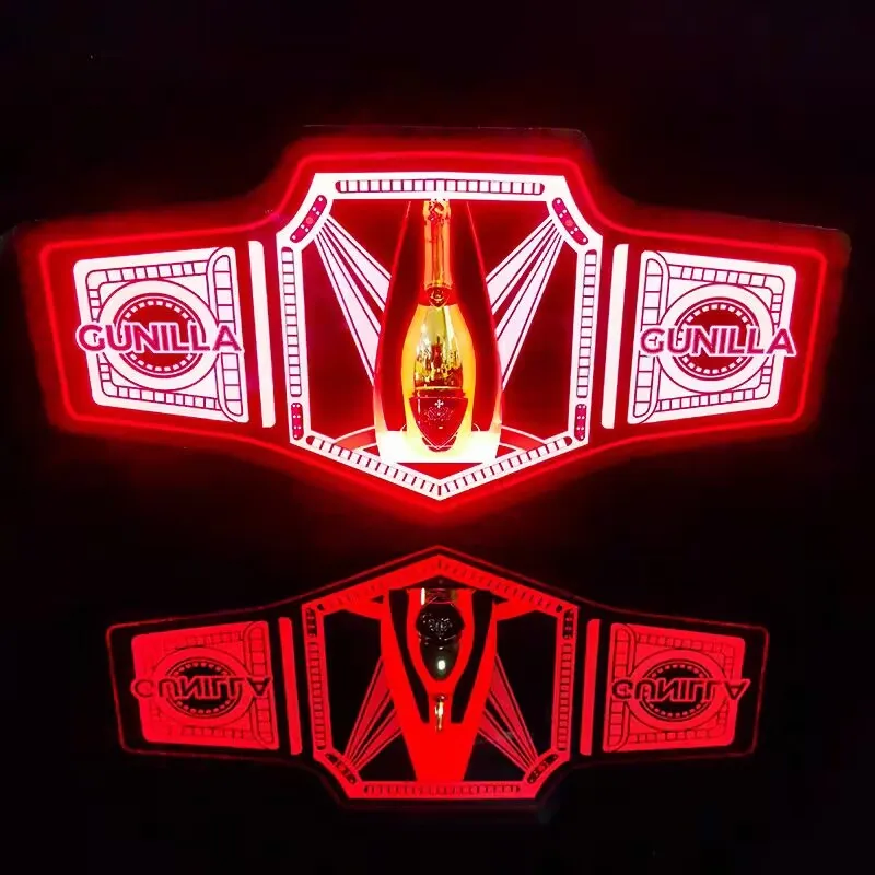 Battery Power Customized Logo Nightclub Led Belt Champagne Bottle Presenter Vip Service Glorifier For Party Celebration