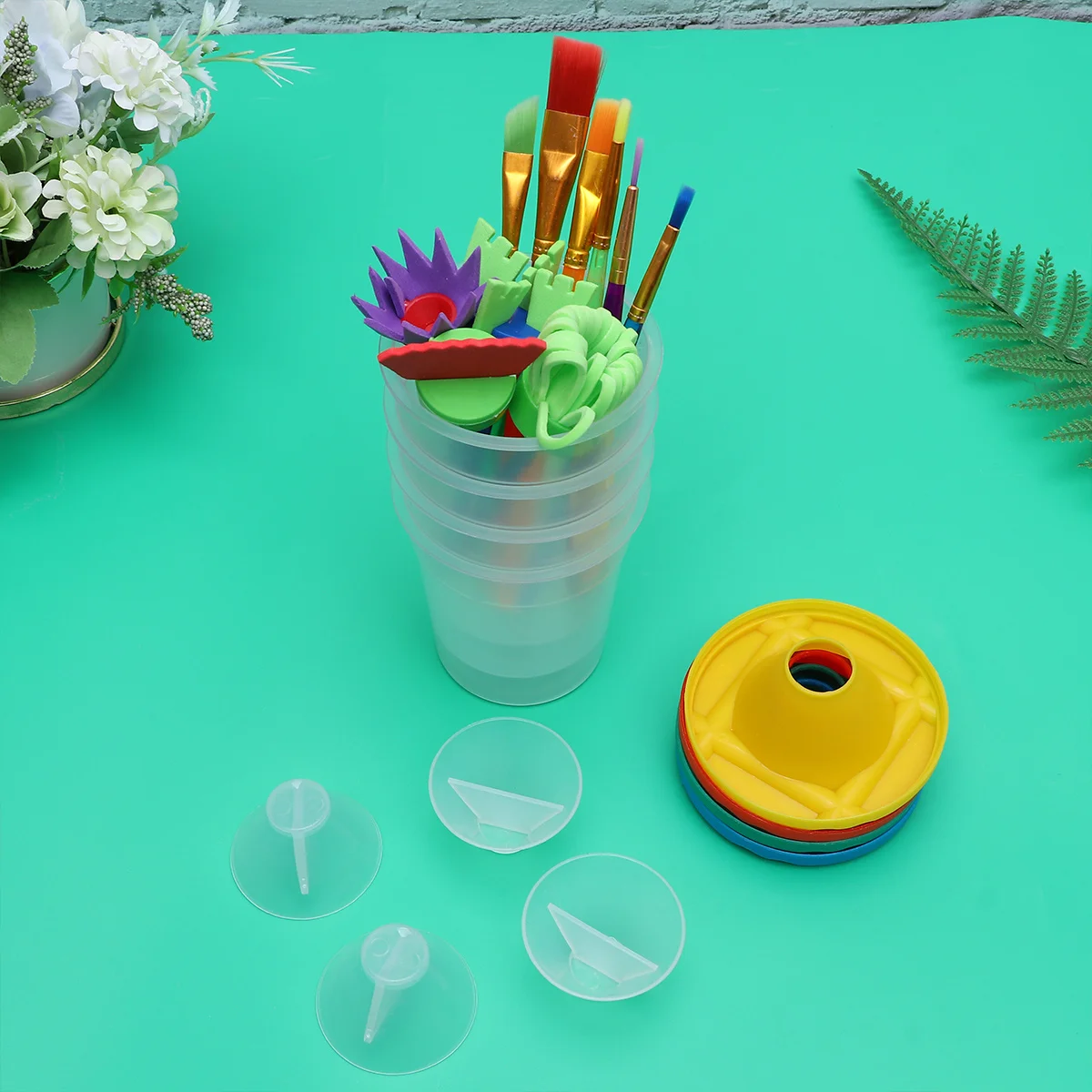 

1Set Kids Painting Brush Set Durable 14 Pieces Portable Bucket for Drawing Cleaning Creative DIY Art Kids Painting Kits