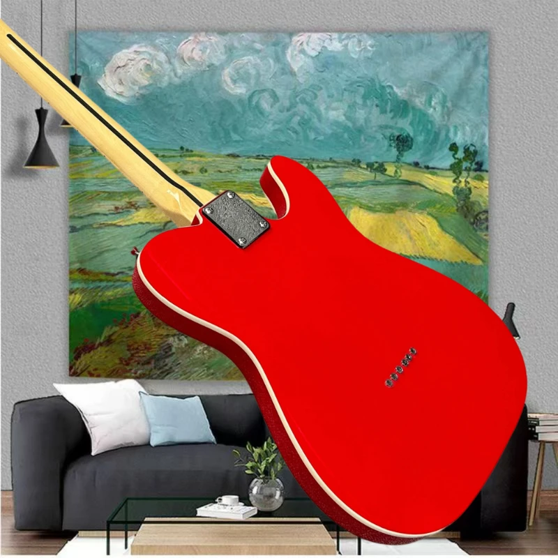 Red Double Binding TL Style Electric Guitar Maple Fretboard Vintage Solid Body Electric Guitar Single Pickup Setup Free Shipping