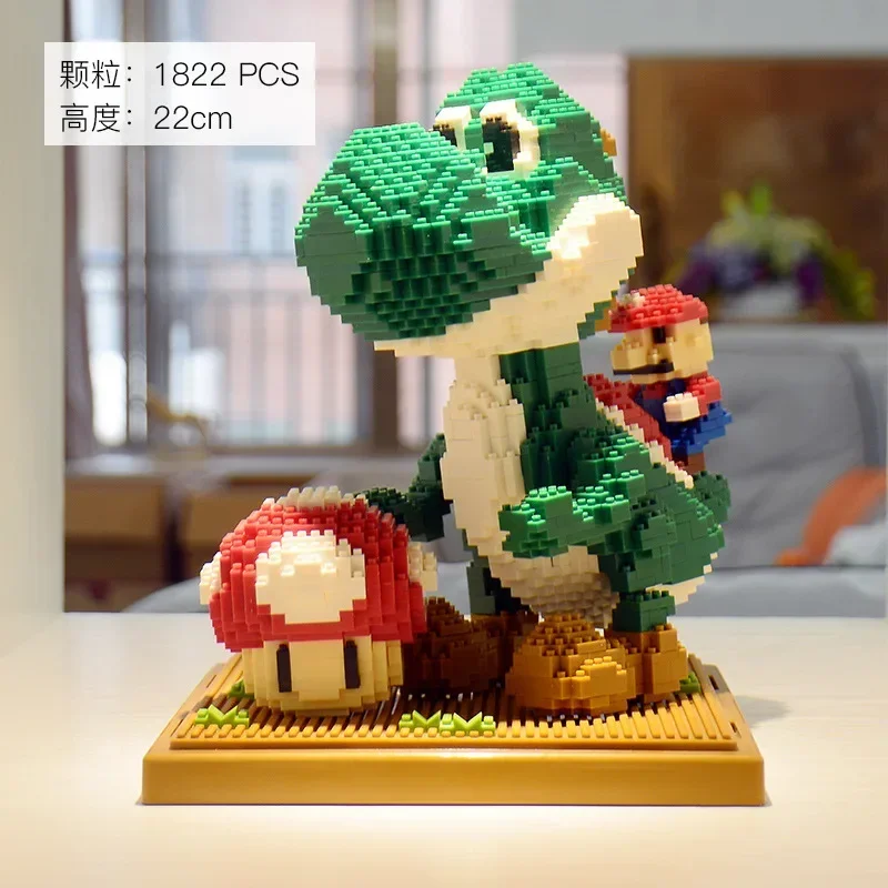 5 Bowser Yoshi Building Blocks Princess Bros Peach Super Mario Game Micro Figures Assembled Mini Bricks Toys For Christmas Gift