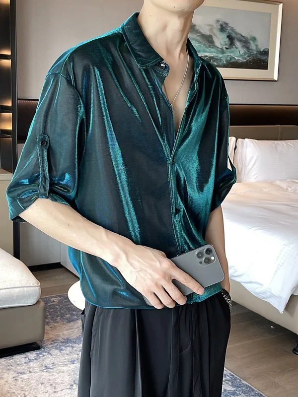 

Мужская футболка Adient Liquid Color Wave Design Loose Fit, модная городская, из полиэфирного волокна, с ночным видением...