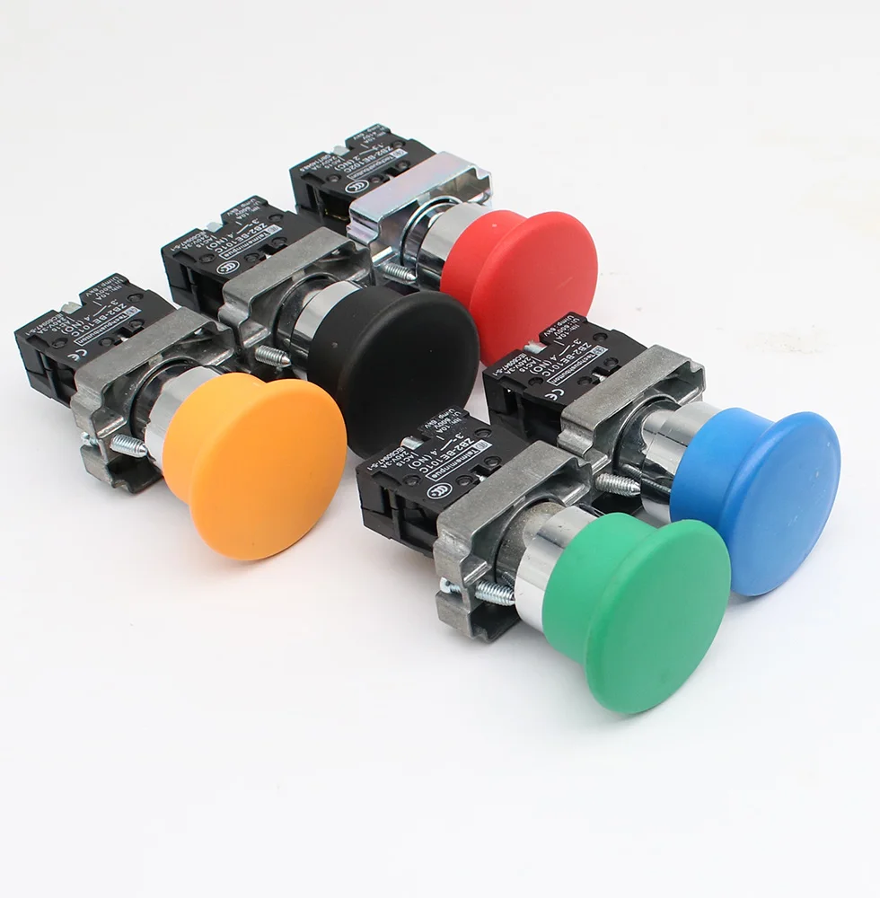 22mm XB2 Series Emergency Stop Button switch NO/NC 10A/415V red mushroom head emergency stop button switch