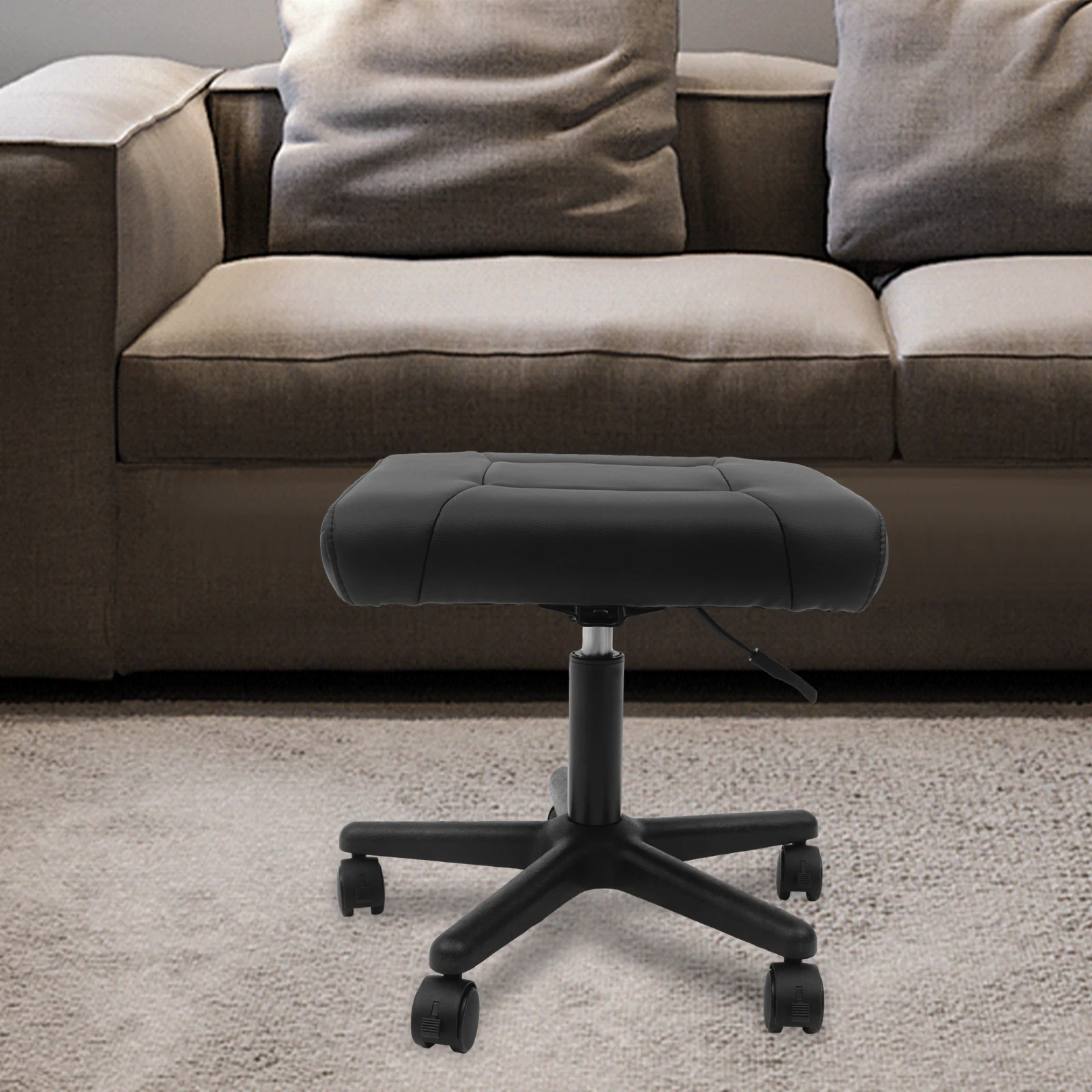 

16.54*12.99 in Black 360° Rotating Footstool with 5 Universal Wheels Suitable for Home, Office, Massage Parlors, Beauty Salons