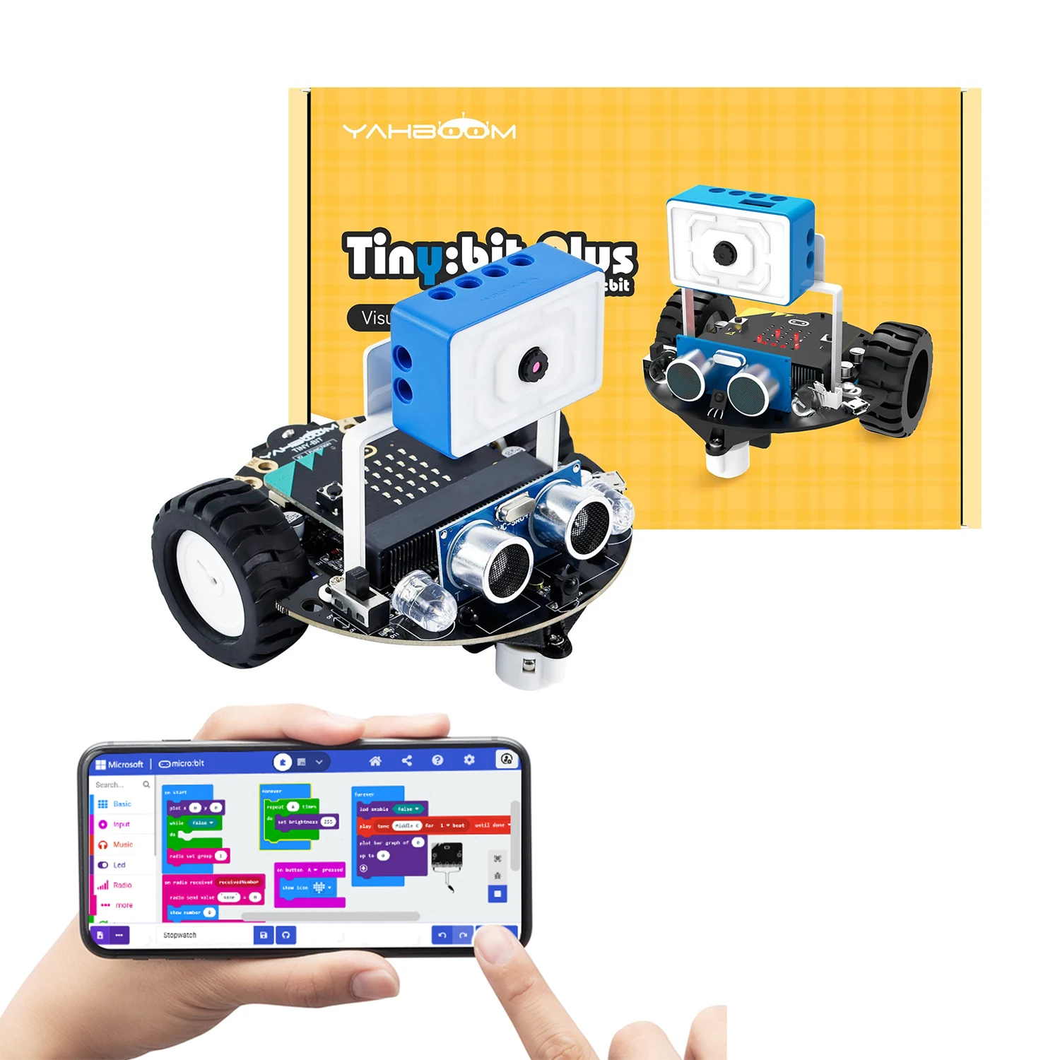 Yahboom Microbit Smart Robot Mini Car Video Remote Control with WiFi Image Module for Programming Educational DIY Electronic Kit