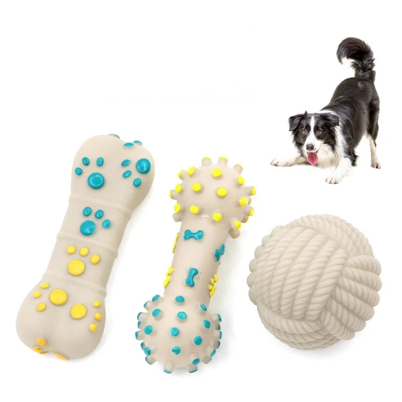 

Dog Grinding Toy Bite-resistant Wear-resistant Inner Whistle Relieve Boredom No Odor Teeth Cleaning Soft Cartoon Bone Shape Bite