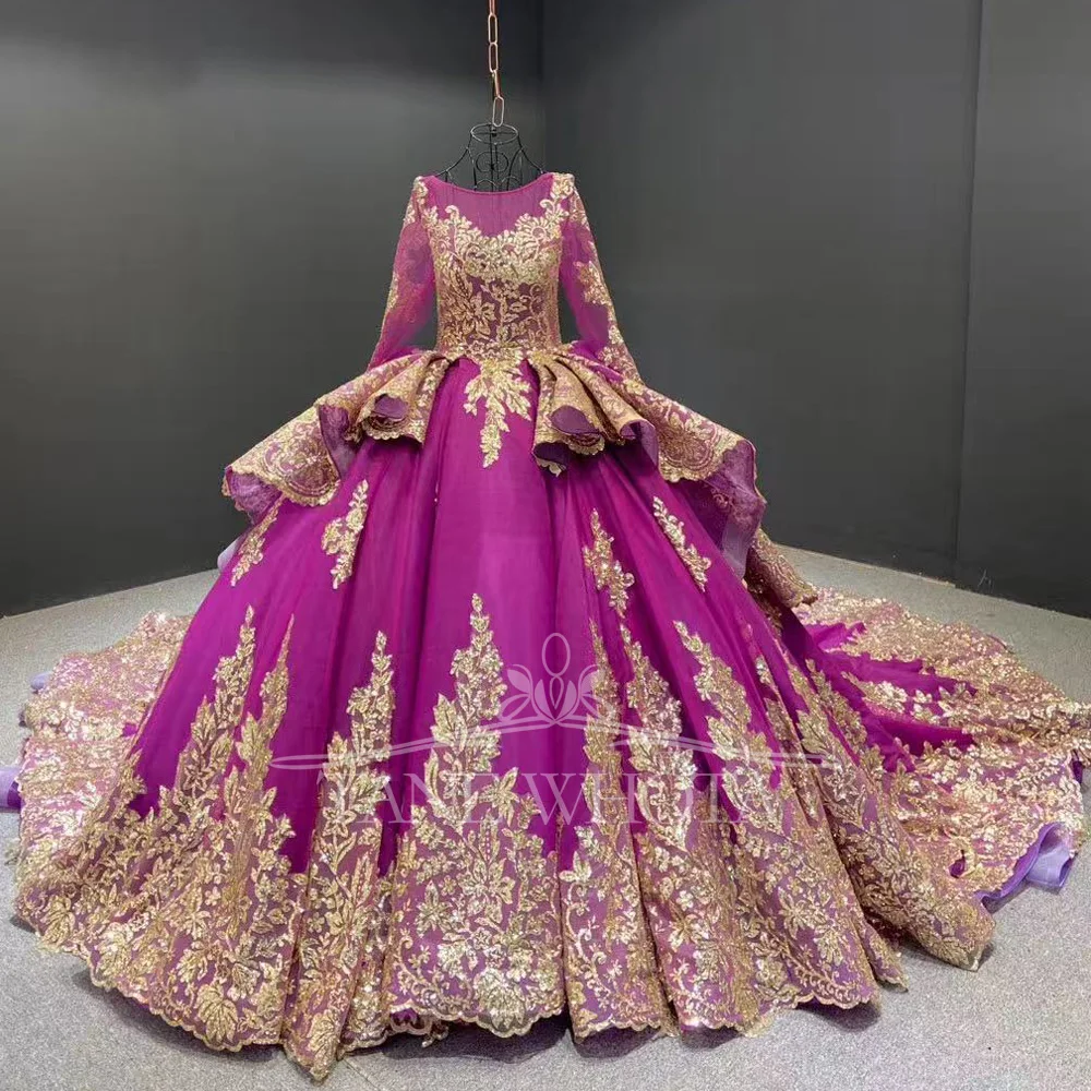 

Abendkleider 2025 Luxury O-Neck Long Sleeve Lace Up Back Evening Dress Sequined Purple 9 Colors Long Dresses Customized