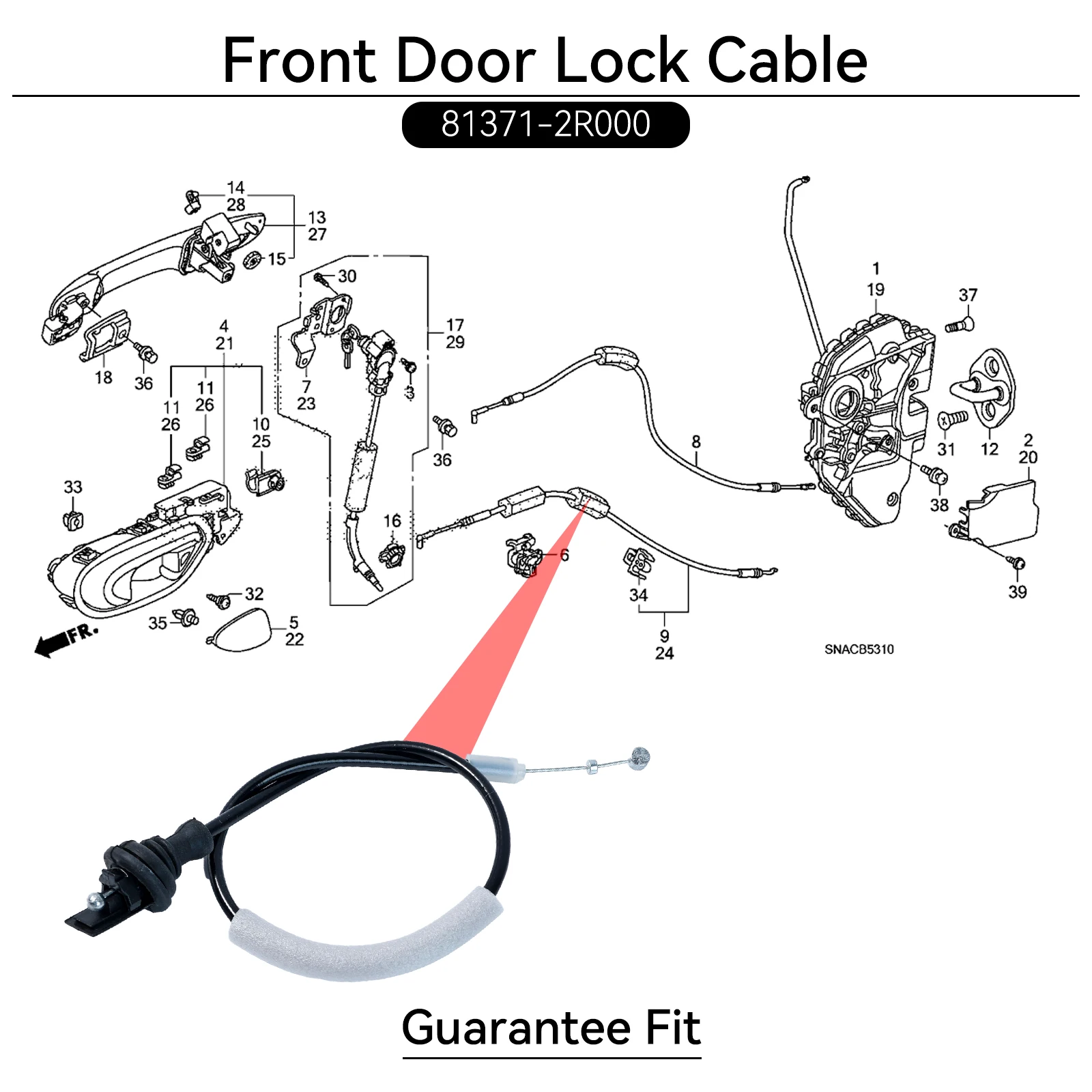 Car Interior Inner Front Left or Right Door Lock Cable Wire 813712R000 For Hyundai i30 Kia Cee\'D 2007 2008 2009 2010 2011 2012