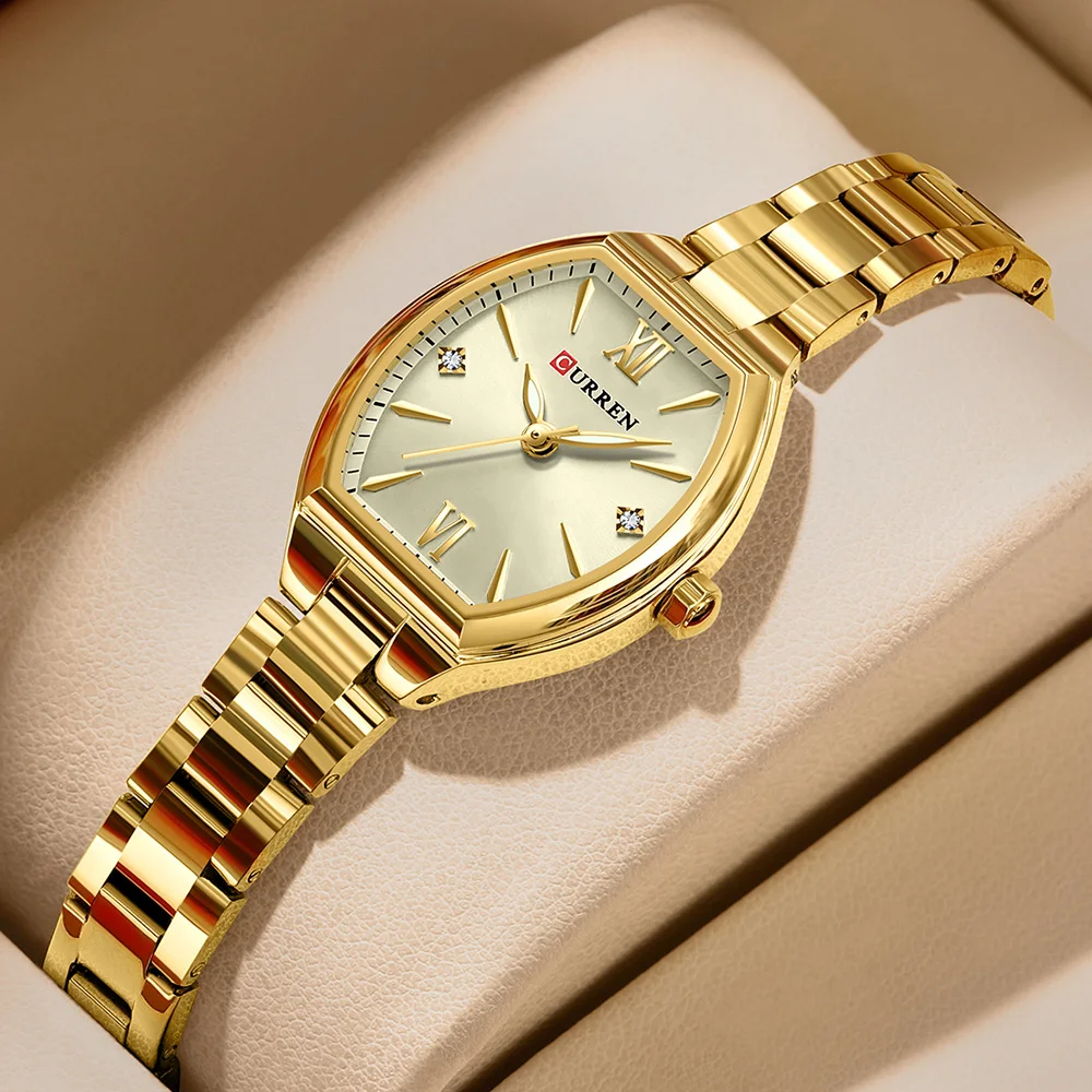 CURREN Gold Watches for Women Dainty Watches Luxury Ladies Dress Stainless Steel Bracelet Watch Analog Quartz Waterproof Watch