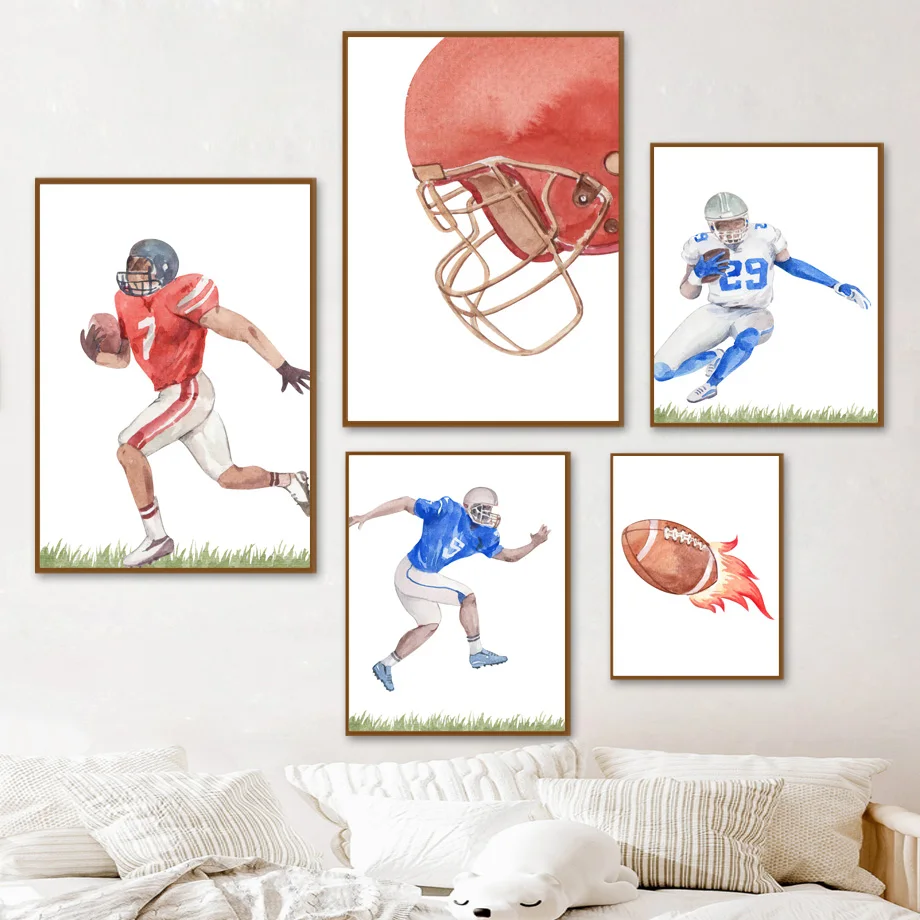 Rugby Player Jersey Sports Playground Wall Art Canvas Painting Nordic Posters And Prints Wall Pictures Kids Teenage Room Decor