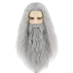 Halloween Men Gandalf Cosplay Wig With Beard Man Christmas Santa Claus Costume Halloween Party Role Play Costumes COS