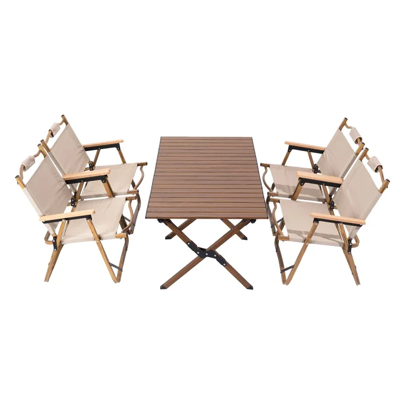 Outdoor furniture folding table and chair set, folding chair, portable folding table for activities, for camping