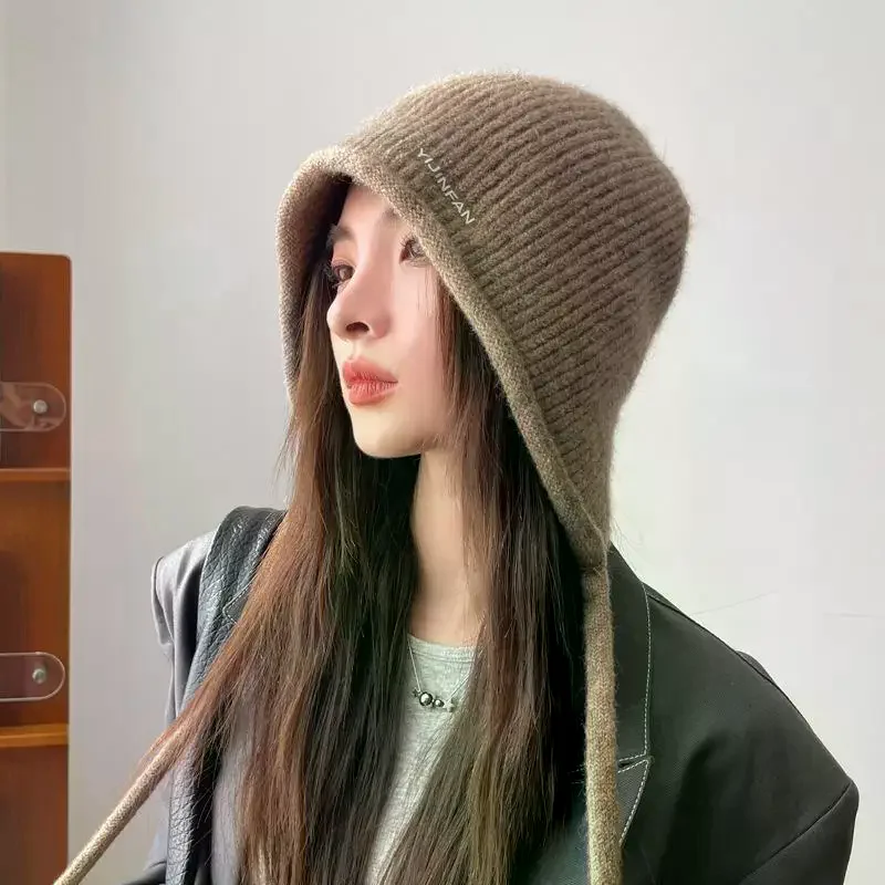 Winter Plush Beanies Cute Knit Hat For Women Girls Cute Ear Muffs Windproof Knitted Cap For Cold Weather