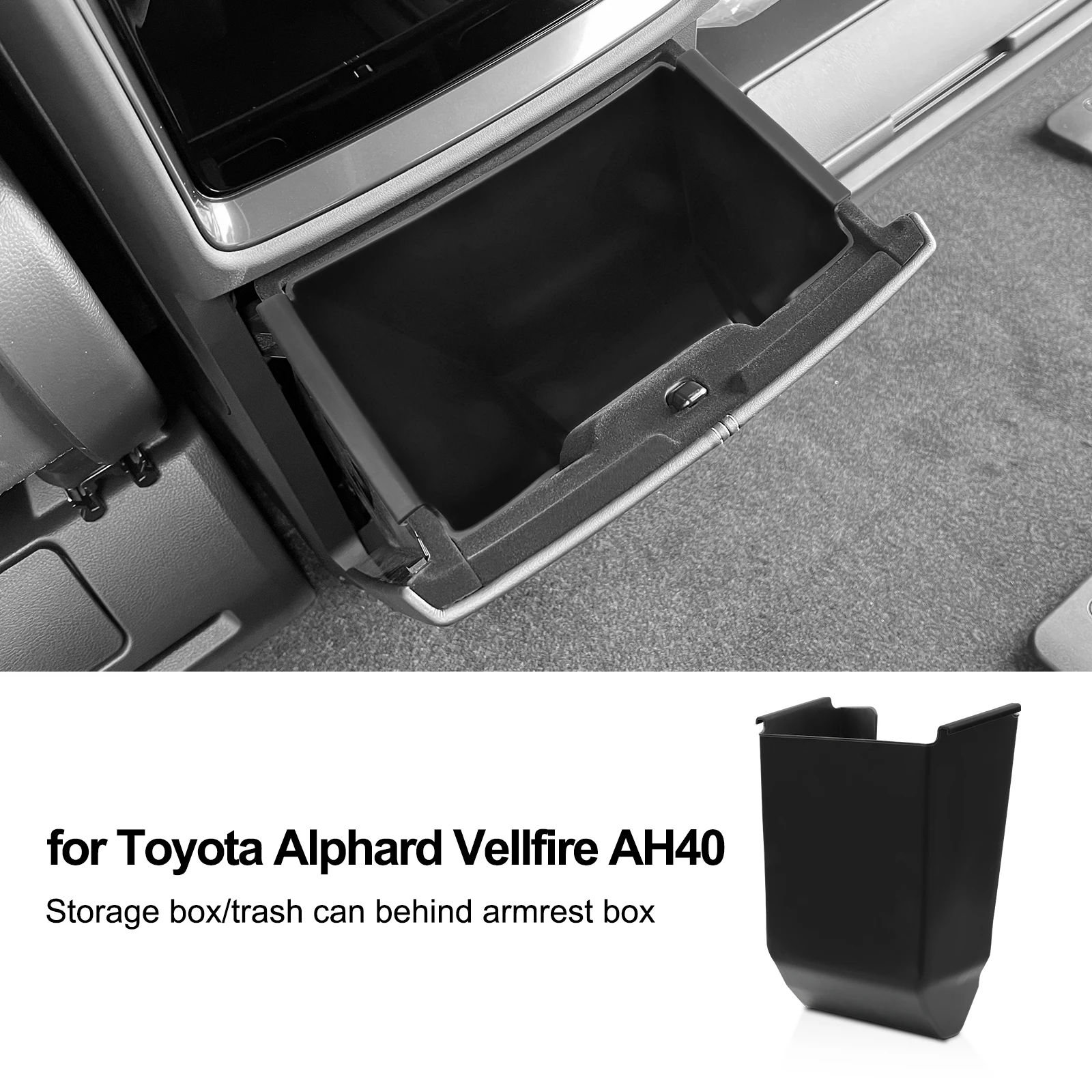 

ZUNDUO RHD для Toyota Alphard Verfire 40 Series 2024, ящик для хранения за подлокотником, автомобильный задний ряд, центральный лоток, мусорный бак