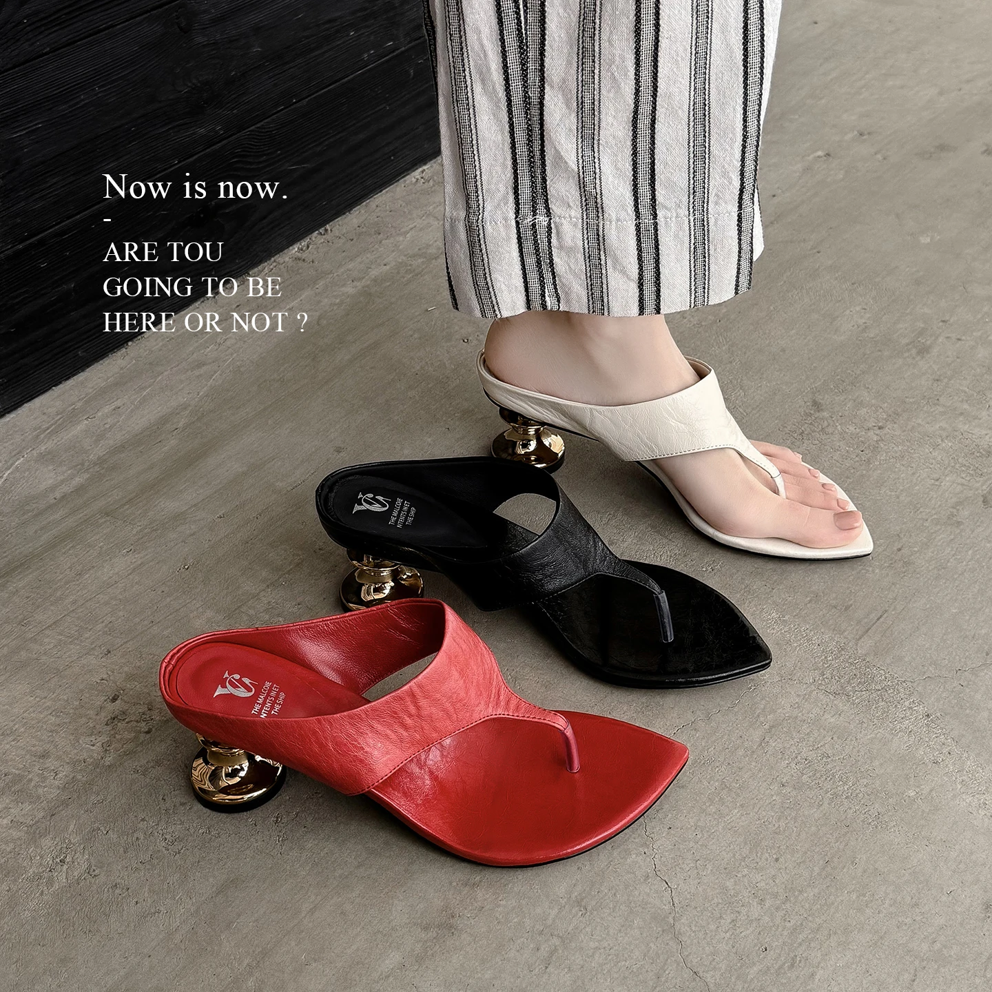 2026 new summer women sandals natural leather 22-25cm cowhide+sheepskin split toe metal high heel women slippers flip-flops