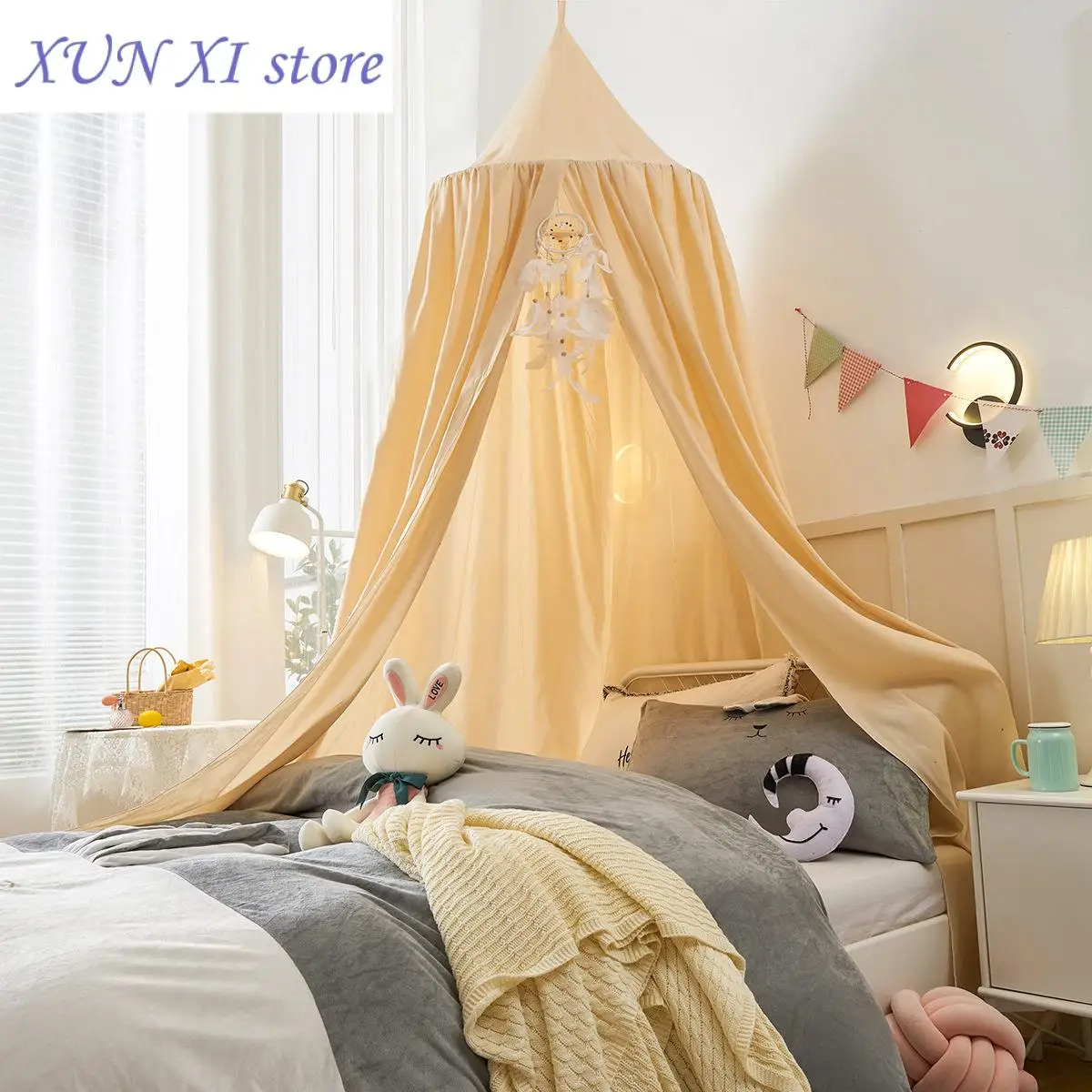 New Summer Fabric Mosquito Net Tent Canopy Window Anti Mosquito Net Nordic style solid color Home and garden child bed