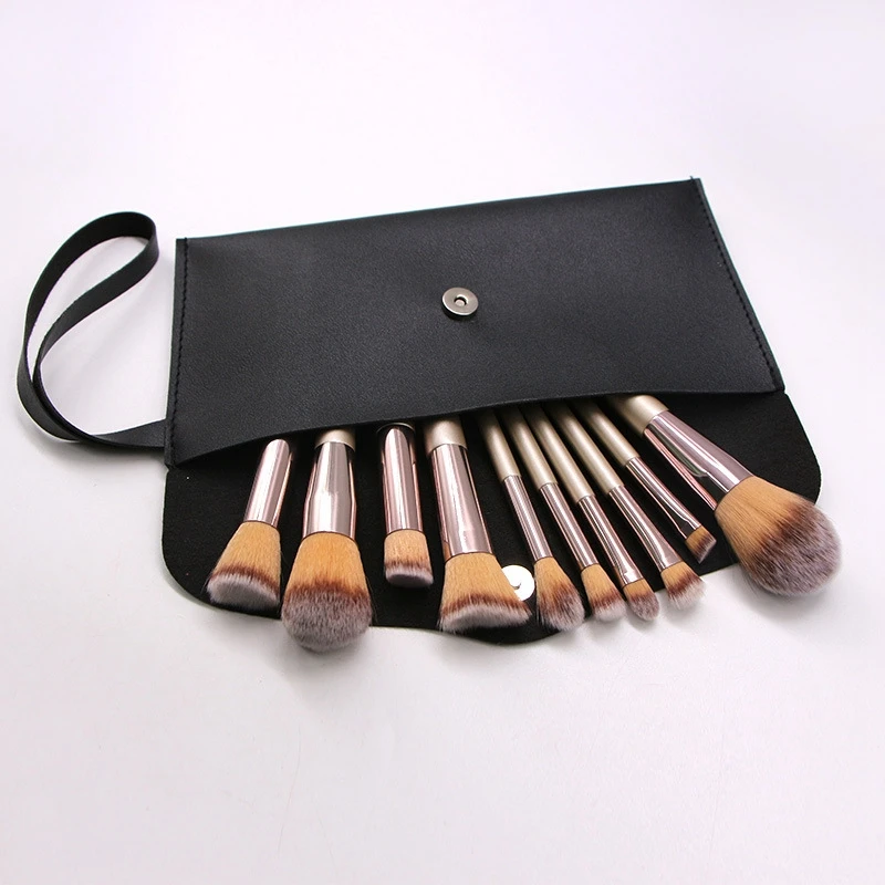 14 Pcs High Quality Soft Hair Wooden Handle Loose Powder Blush Complete Makeup Tool Set