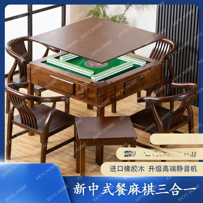 New Chinese mahjong machine household solid mahjong table dining table all-in-one machine silent intelligent four-port machine