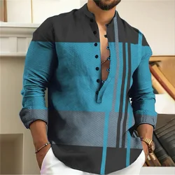9-color men's shirt linen long-sleeved shirt daily casual men's top outdoor shopping loose large size XS-6XL comfortable fabric