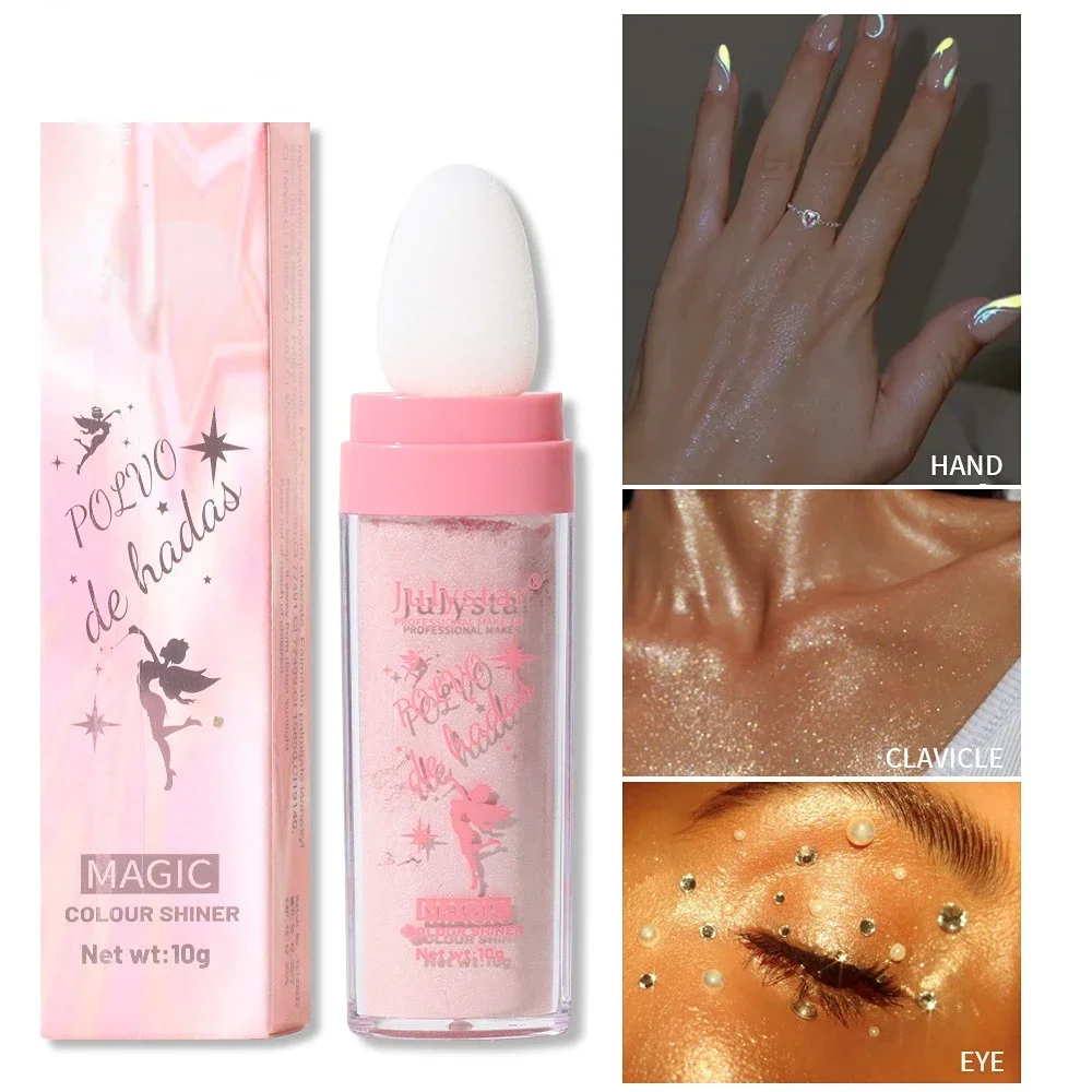 Fairy Highlight Patting Powder Highlighter Powder Shimmer Contour Blush Powder Hree-Dimensional Repairing Blush Women Face Body