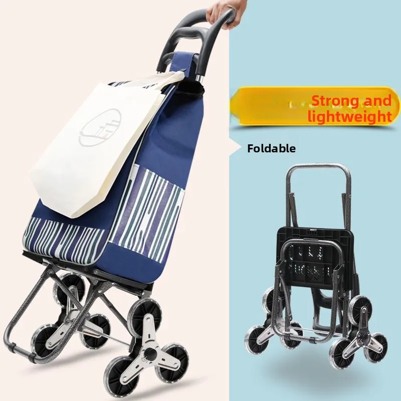 Stair Climbing Shopping Cart Folding Trolley Hand Pull Portable Groceries Seniors Shopping and Storage Cart Buy Groceries Cart