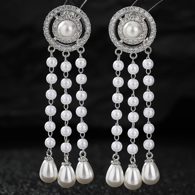 

SENYU Beautiful Water Drop Design Long Tassel Earrings Gold,Silver Plating Fashion Women Party Zircon Jewelry Drop Earrings