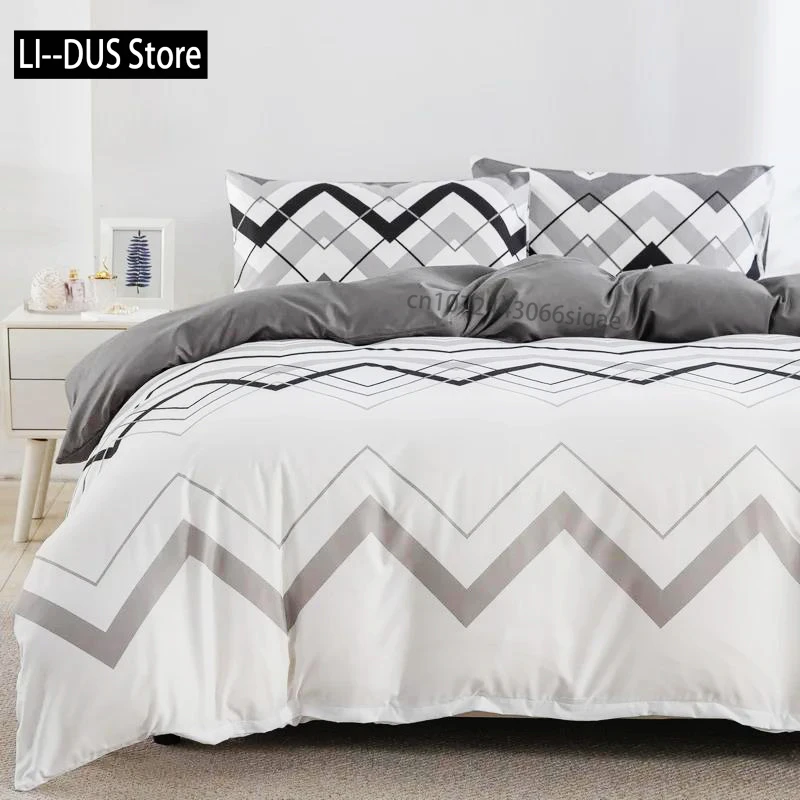 Abstract Geometric Duvet Cover Full Queen Size Wave Pattern Bedding Set Farmhouse Comforter Cover Microfiber Chevron Quilt Cover