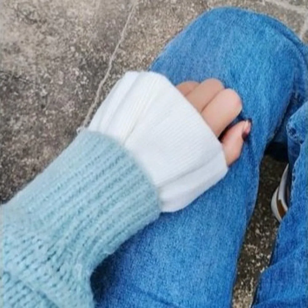 Hadiah Dekoratif Sweter Dapat Dilepas Lengan Siku Ruffle Universal Ruffle Lengan Palsu Rajutan Baru