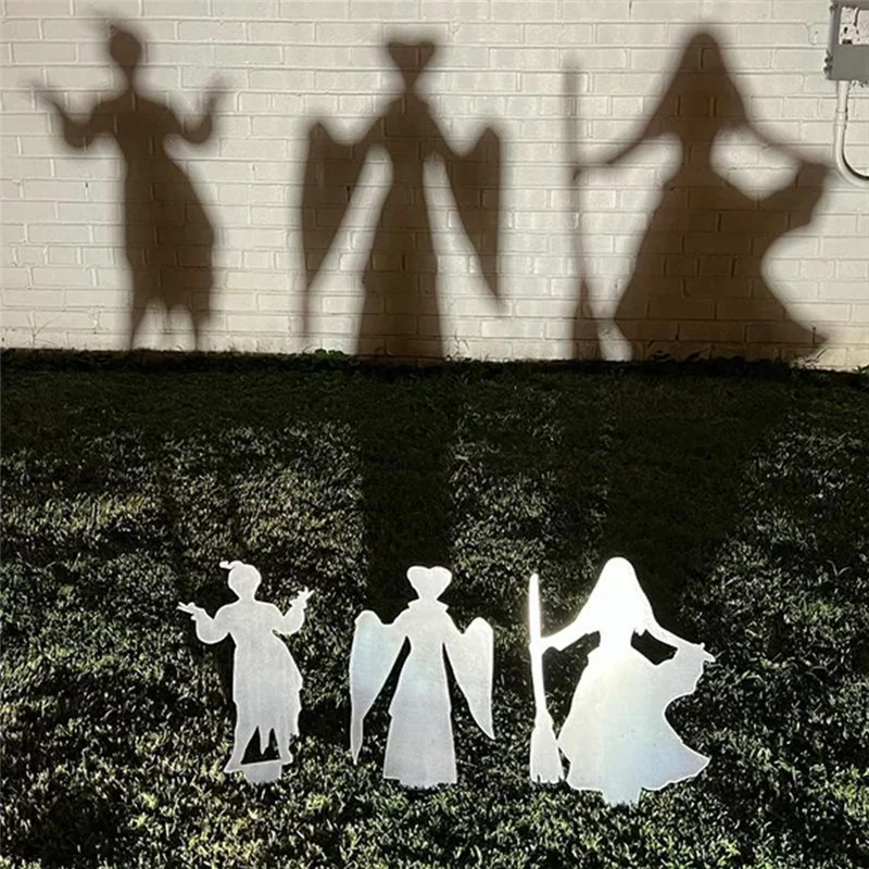 AEE6-Halloween Shadow Projector, Garden Projection Ground Ornaments, Halloween Metal Decoration
