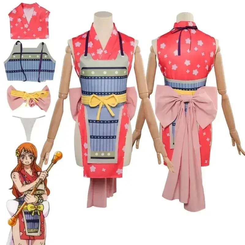 QQ 123New osdad anime 나미 의상 기모노 드레스 가발 정장 성인 여성 할로윈 카니발 코스프레 의상