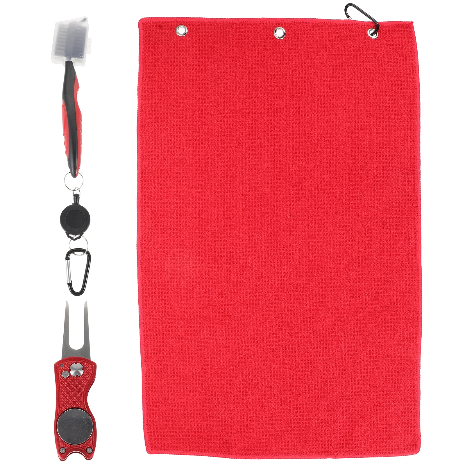 

1 set Golf Cleaning Set Red Groove Brush Cleaner Towel Divot Accessories for Golfing Practice