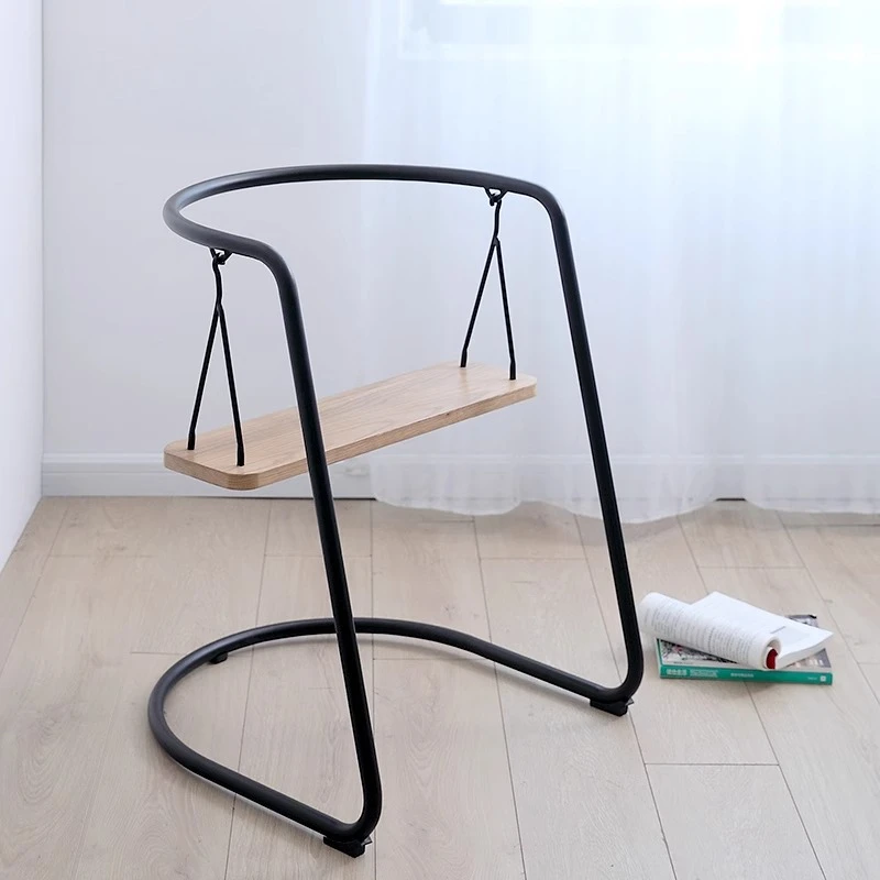 

Nordic retro wrought iron oak small swing chair, light luxury ins balcony leisure rocking chair creative cat climbing frame