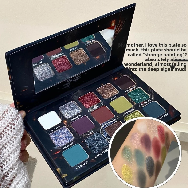 لوحة ظلال عيون مكونة من 15 لونًا من سلسلة ألوان تحت الأرض - لامعة ولامعة وغير لامعة ونمط أرضي ونمط أسمنتي عتيق