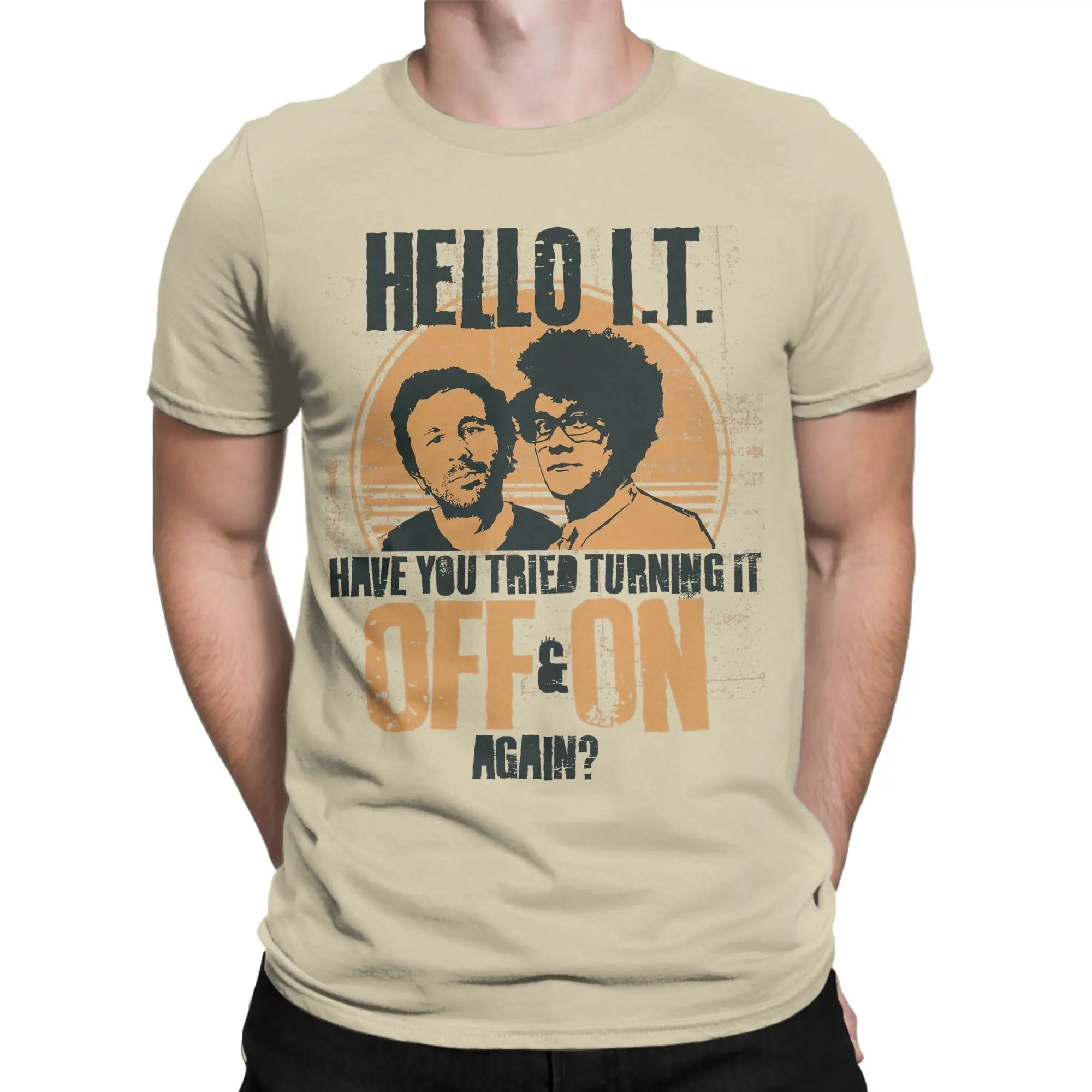 Novelty IT Crowd Have You Tried Turning It Off & On Again T-Shirts for Men 100% Cotton T Shirts Tees Plus Size Clothing