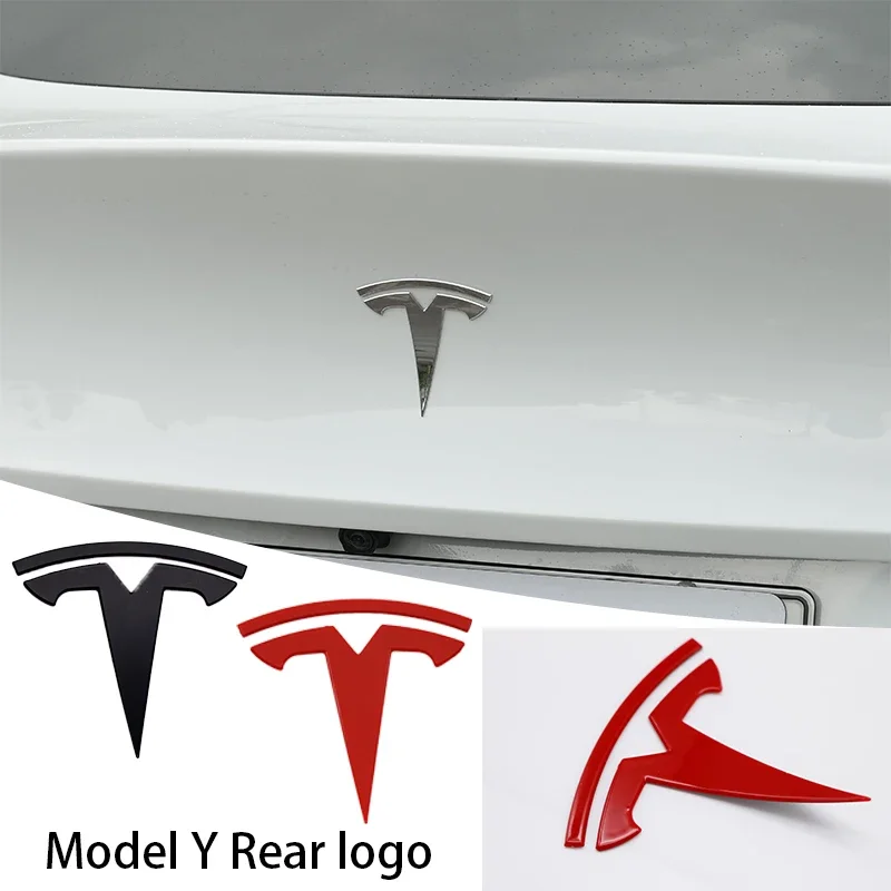 3D ABS Tesla Car Front Logo Sticker Rear Torso Logo Sticker For Tesla Model 3 Y S X Roadster P75D P85D P100D Logo Bright Black
