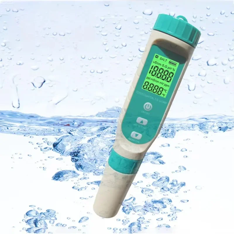 7 in 1 PH TDS EC ORP Salinity S. G Temp Meter Water Quality Monitor Tester IP67 for Drinking Water, Aquariums PH Meter